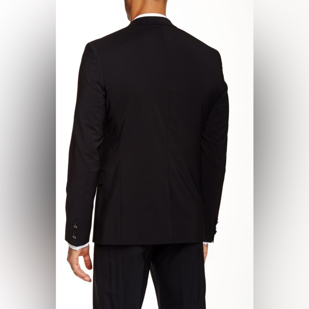 BNWT Hugo Boss Adris Black Solid Two Button Notch Lapel Wool Blazer size 36 reg - Picture 2 of 14